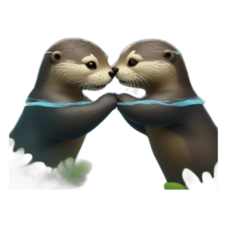 two otters holding hands in the water between them sticker