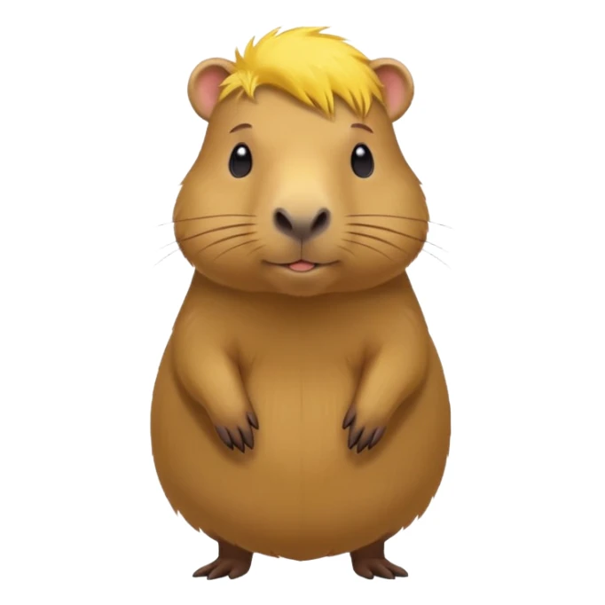 Capybara with yellow head hair, standing sticker