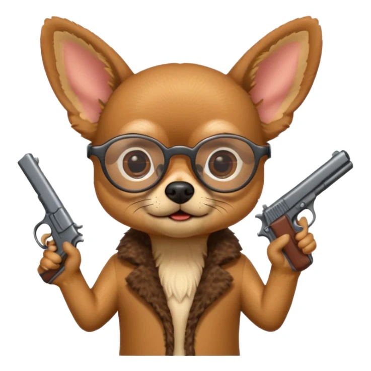 Mexican chihuahua with glasses and holding a gun  sticker