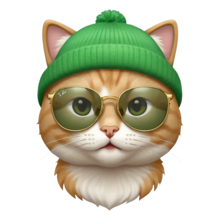 cat wearing a green beanie and ray ban sunglasses sticker