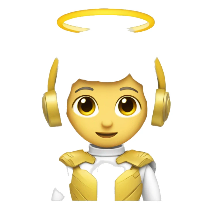 White and yellow angel with gear halo sticker