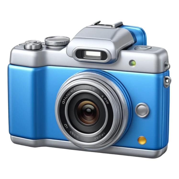 Transform this into a stylized 3D emoji-style icon of a retro [Olympus Stylus 300 Digital] sticker