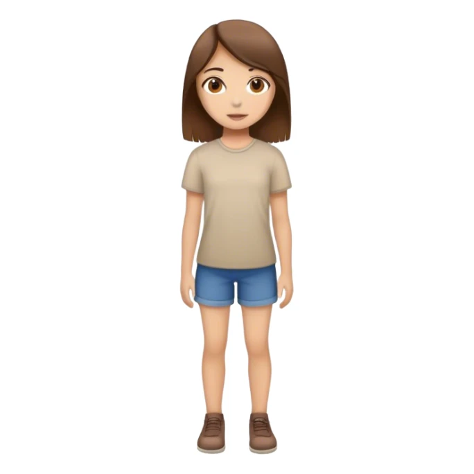 menina de cabelo liso e marrom com olhos castanhos corpo inteiro sticker