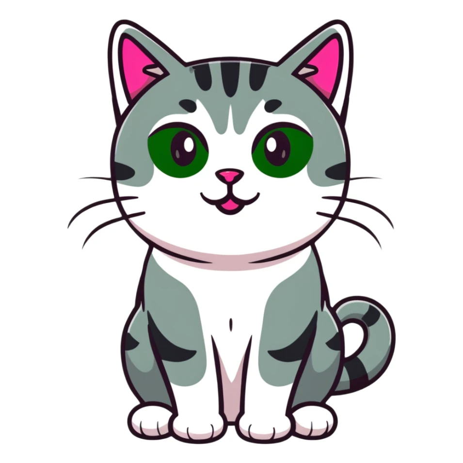 Gray tabby with pink nose and green eyes sticker