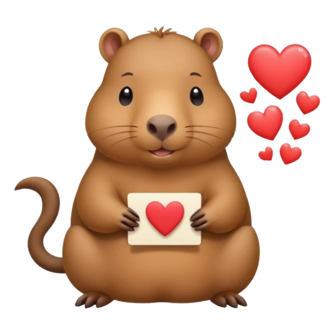 Un capybara kawail avec des coeur avec des lettre <<A>> dedans  sticker