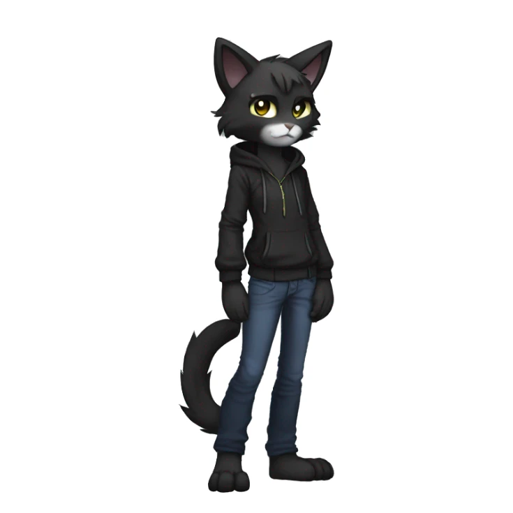 Anthro Dark Edgy Cool Shy Grumpy FurSona Cat Fakemon Full Body sticker