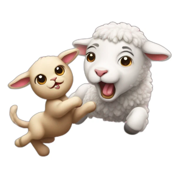 an angry lamb kicking a dirty cat sticker