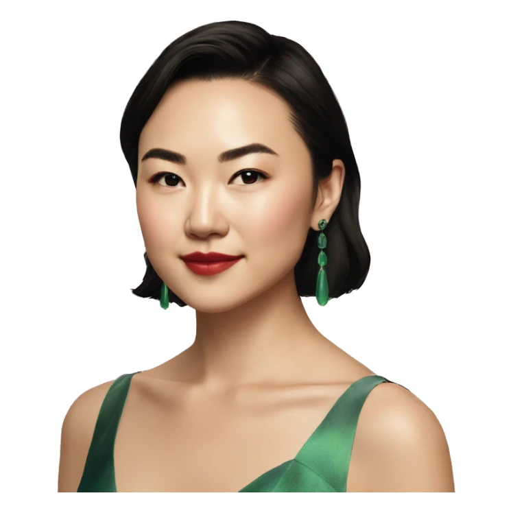 Jessica henwick with short bob Jade earrings cocktail dress sticker