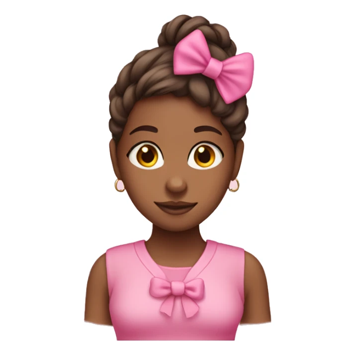 brown skin girl wearing pink  outfit with pink bow in her hair sticker