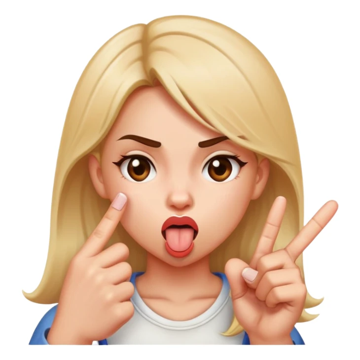 Girl sticking her tongue out with middle finger sticker