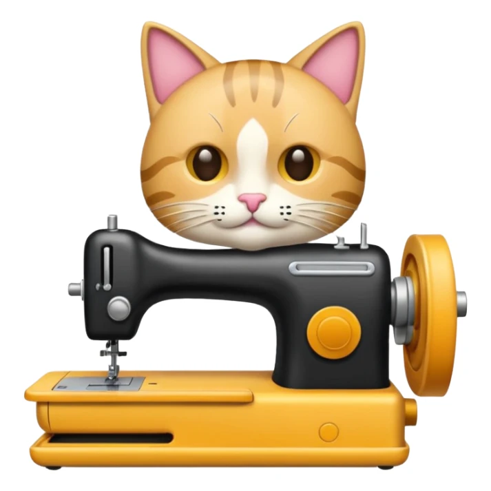 gato cosiendo en una maquina de coser sticker