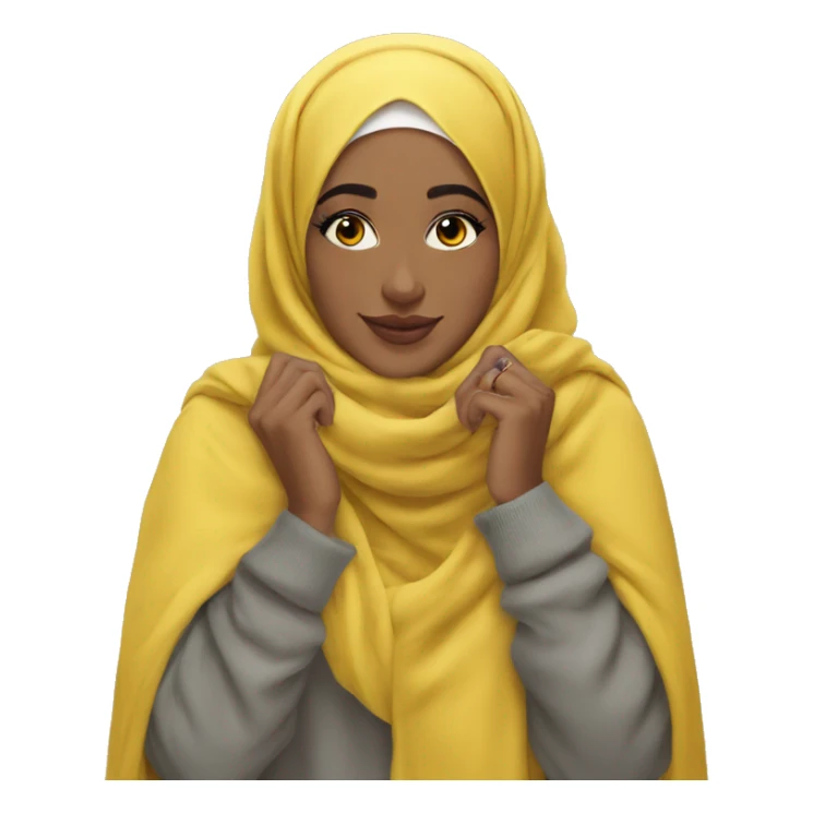 aesthetic cozy hijabi in yellow sticker