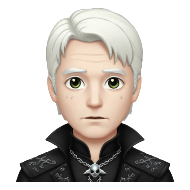 Van Helsing (Male) from Dracula with white hair, black sequin outfit sticker