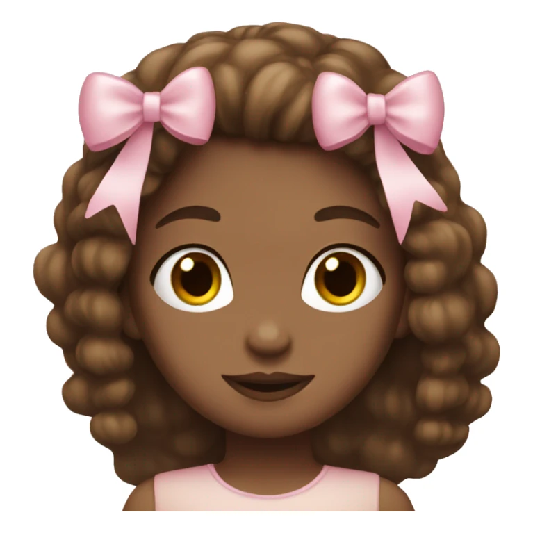 brown long haired girl with light pink bow in hair sticker