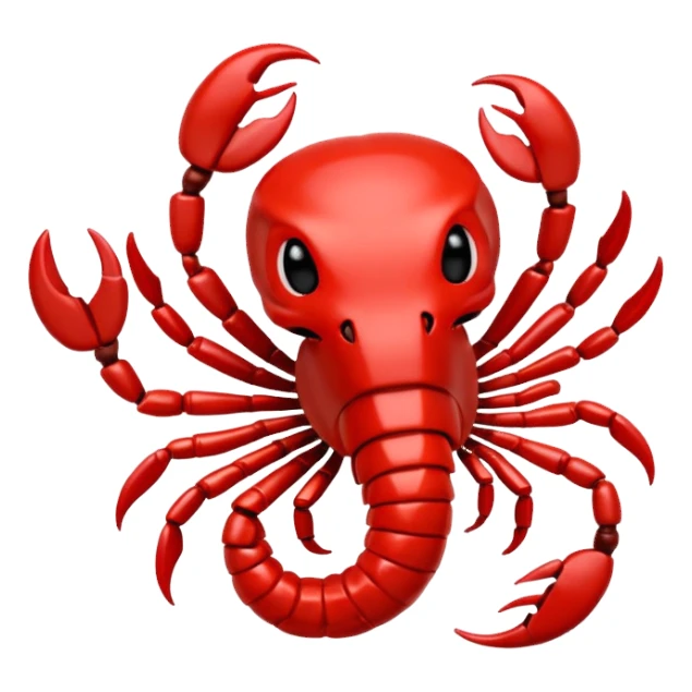 A 3D cartoon Scorpio zodiac sign in red, glossy texture, simple background, Memoji-style rendering. sticker