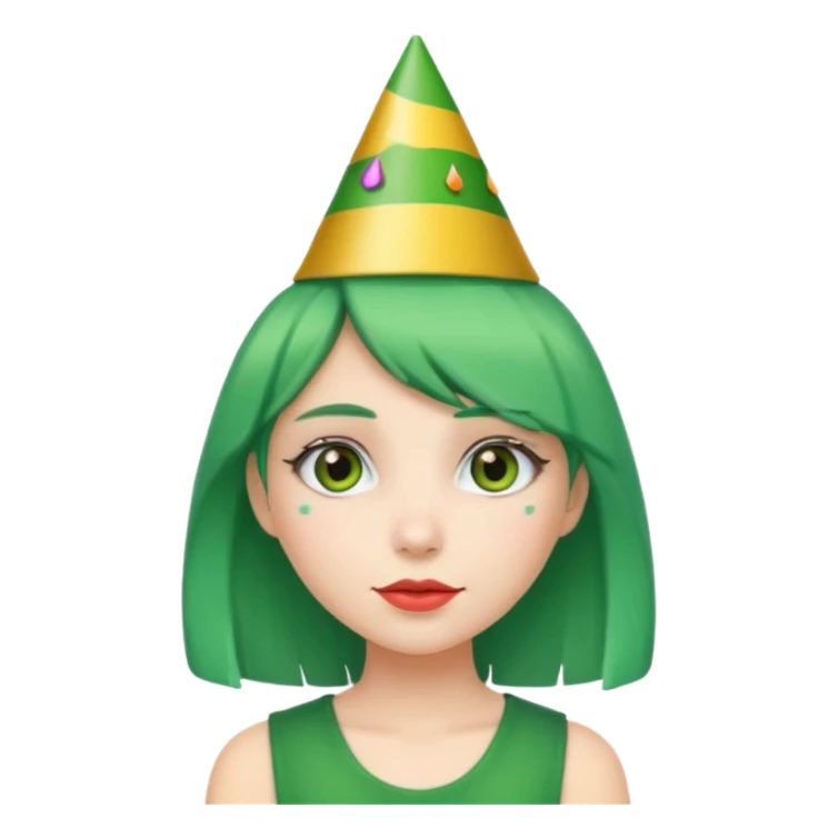 party hatted green haired girl sticker