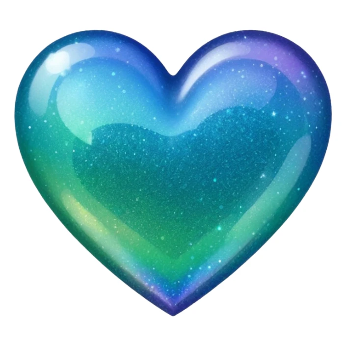 glitter heart, blue to green ombre sticker