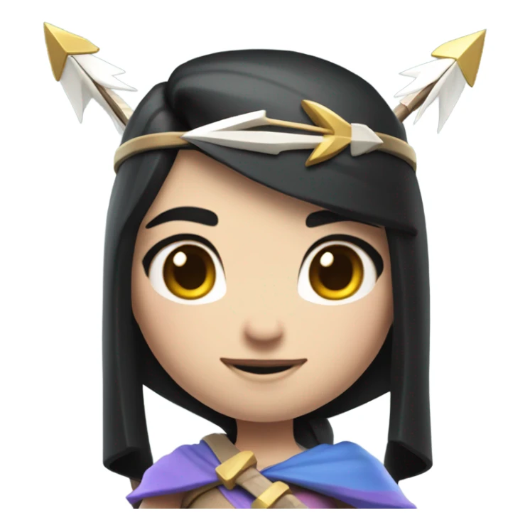 Clash royale the tower princess , white skin , black hair with bow and 3 arrows sticker