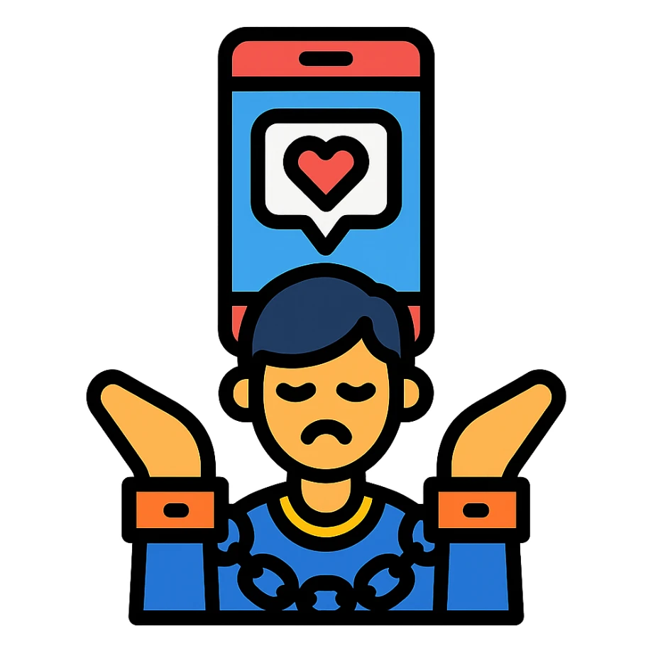 social media addiction icon, simple and modern sticker