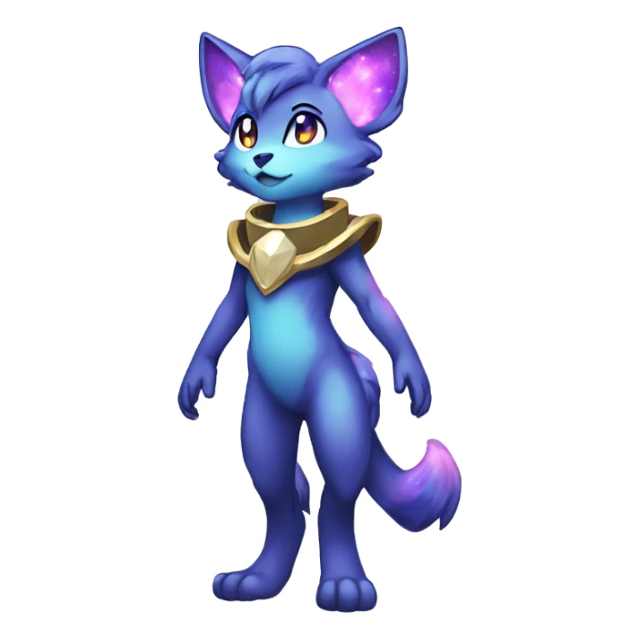 Shiny Anthro Sona Fakemon Nebula with a collar Full Body sticker
