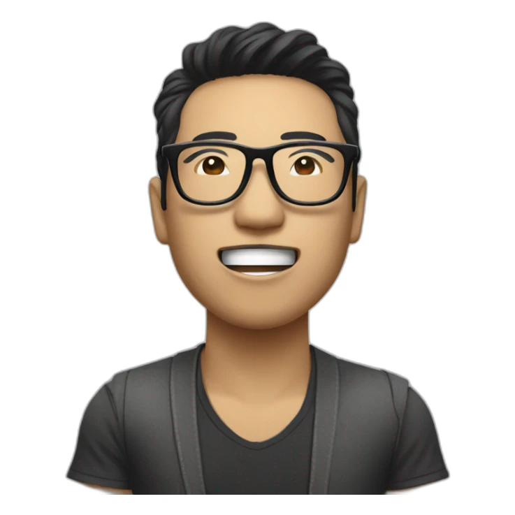 Vocalist with glasses and microphone asian sticker