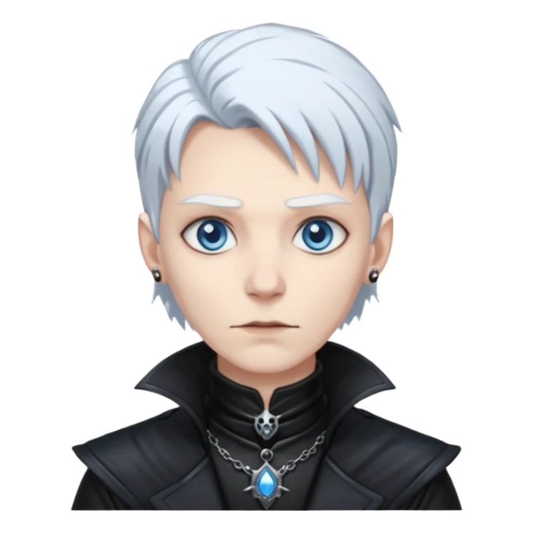 necromancer with black leather outfit white hair sticker