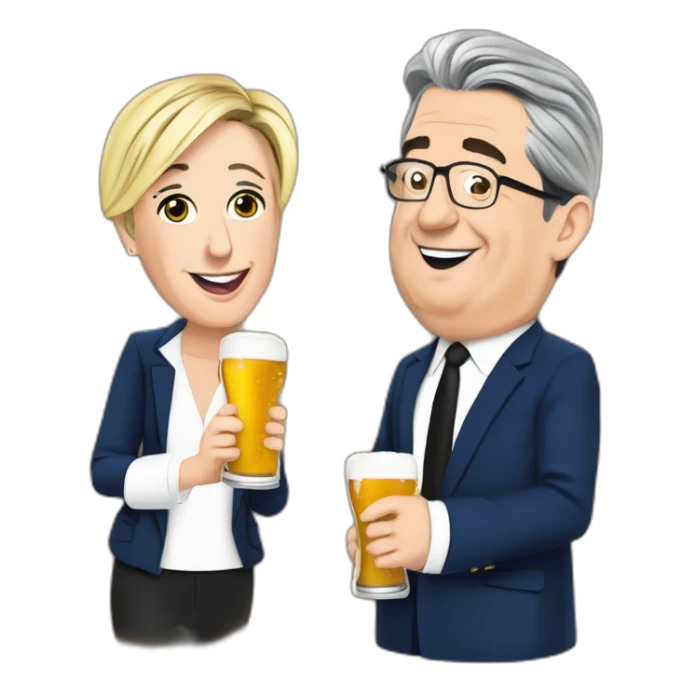 Marine Le Pen bois une bière avec Jean-Luc Melenchon sticker
