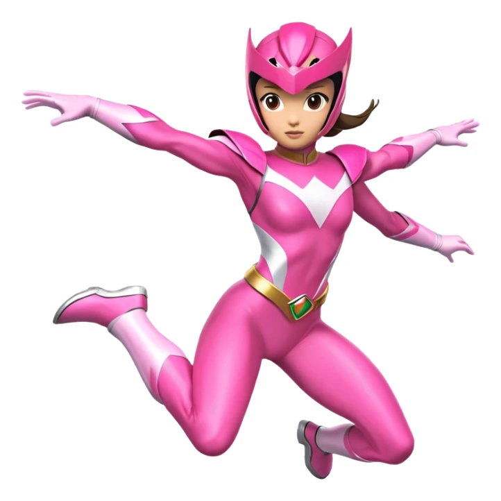 Pink power ranger girl supergero flying sticker