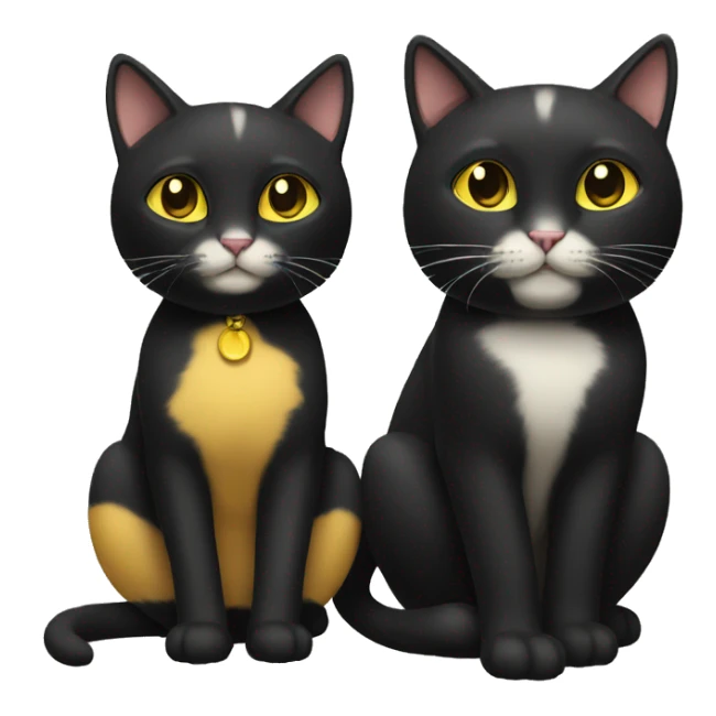 A black female cat with a yellow male cat playing sticker
