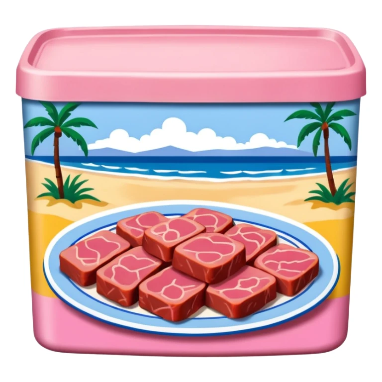 Matisse style pink SPAM meat Miami beach landscape sticker