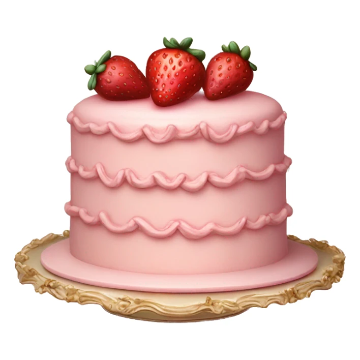 vintage rococo pale pink cake with strawberries sticker