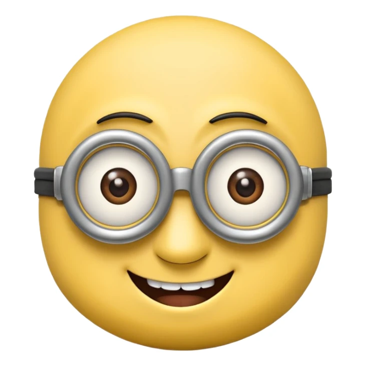 Minion emoji with a round head like normal emojis and a smurk 😏 sticker