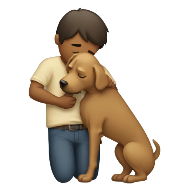 Person huging a dog sticker
