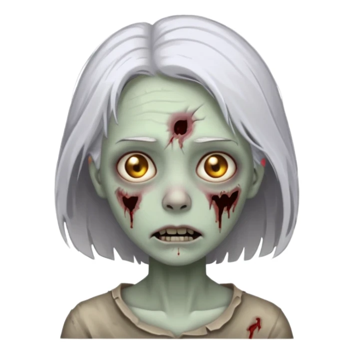 A pale zombie girl with white grey hair sticker