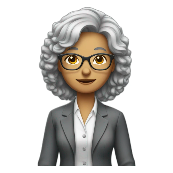 Grey hairs lady teacher standing wear glasses sticker