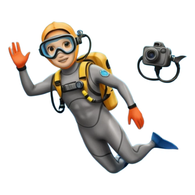 A brave dolphin diver in flippers and mask, exploring coral with a waterproof camera.

 sticker