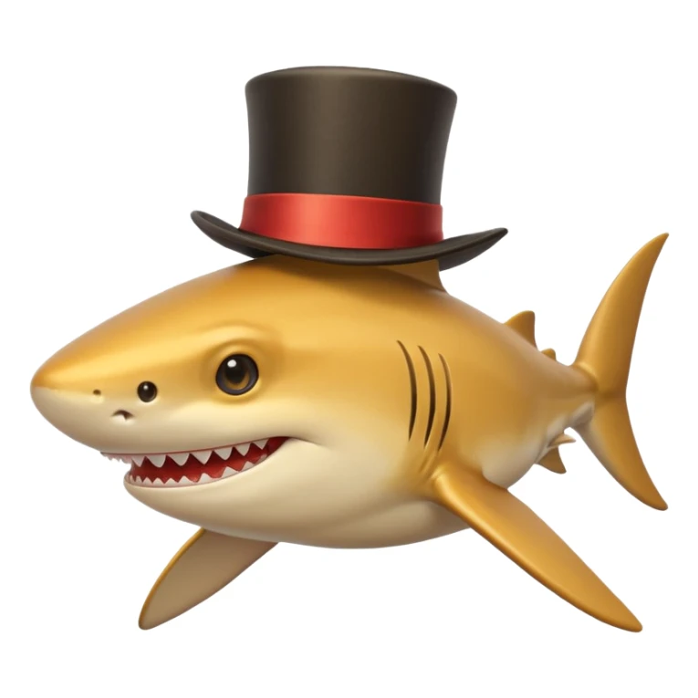 Golden shark with cilinder on his head smiling sticker