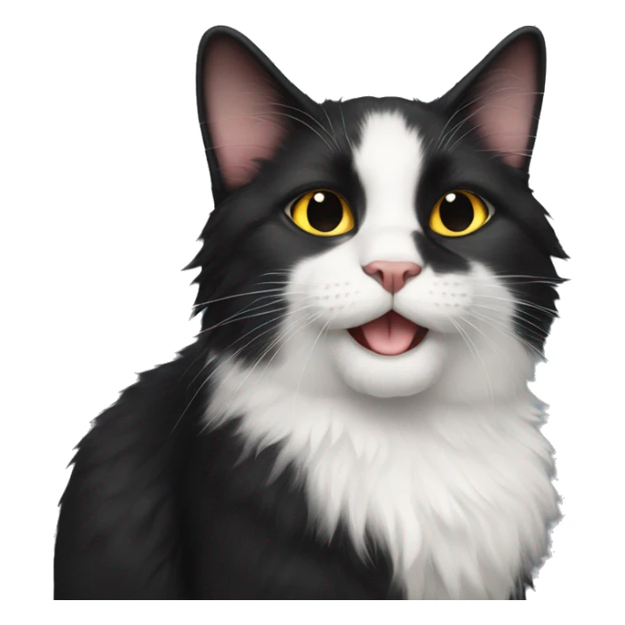 fluffy black cat with white spot on nose sticker
