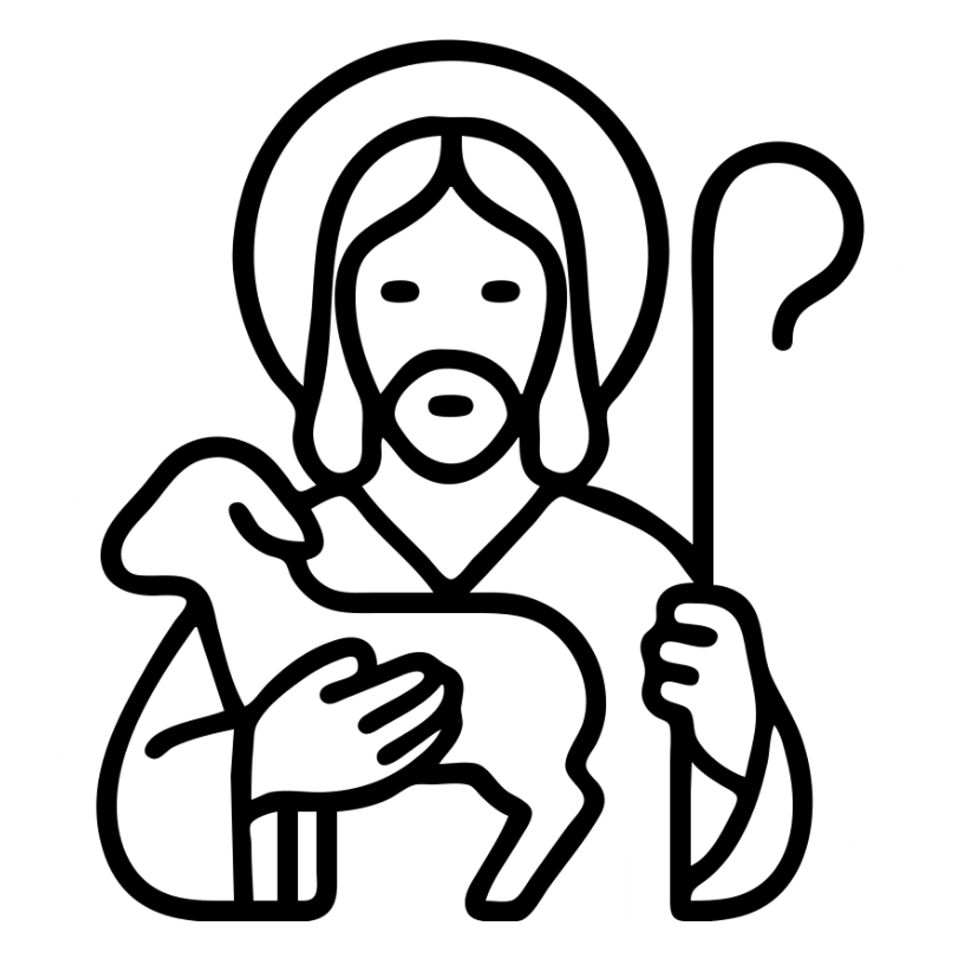 Jesus the Good Shepherd, outlined icon style sticker