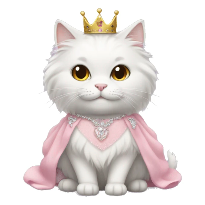 fluffy cat in a princess dress  sticker