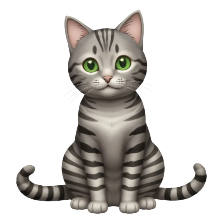A high-resolution photo-realistic digital illustration of a grey tabby cat, chest upward sticker