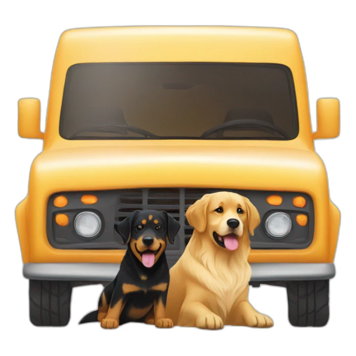Golden retriever and rottweiller in white truck sticker
