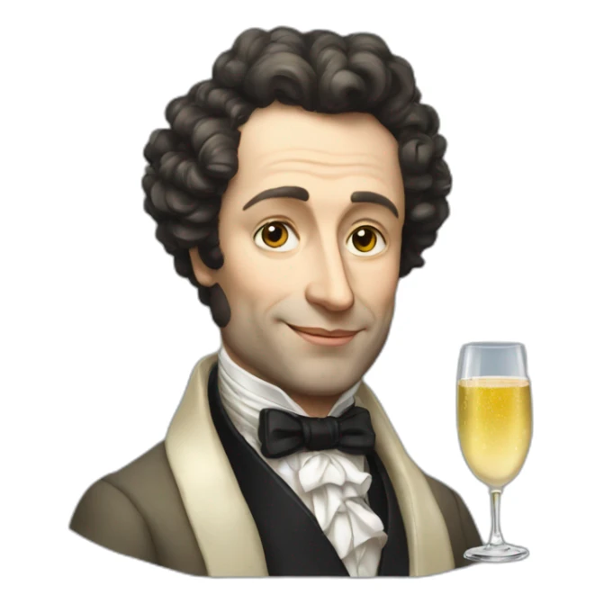 pushkin with a glass of champagne sticker
