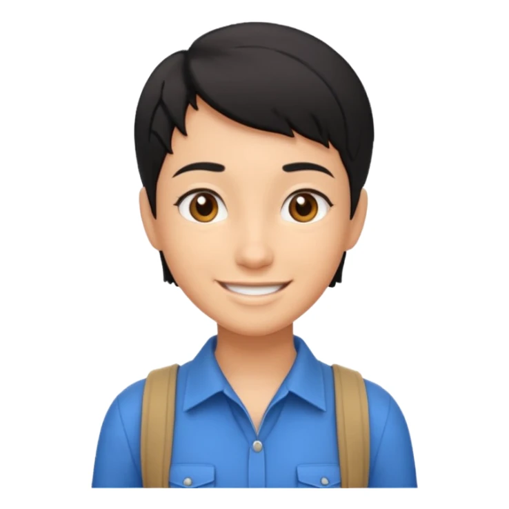 A young guide with short black hair. 3D sticker