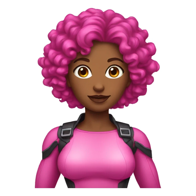 Pink woman super hero black curly hair sticker