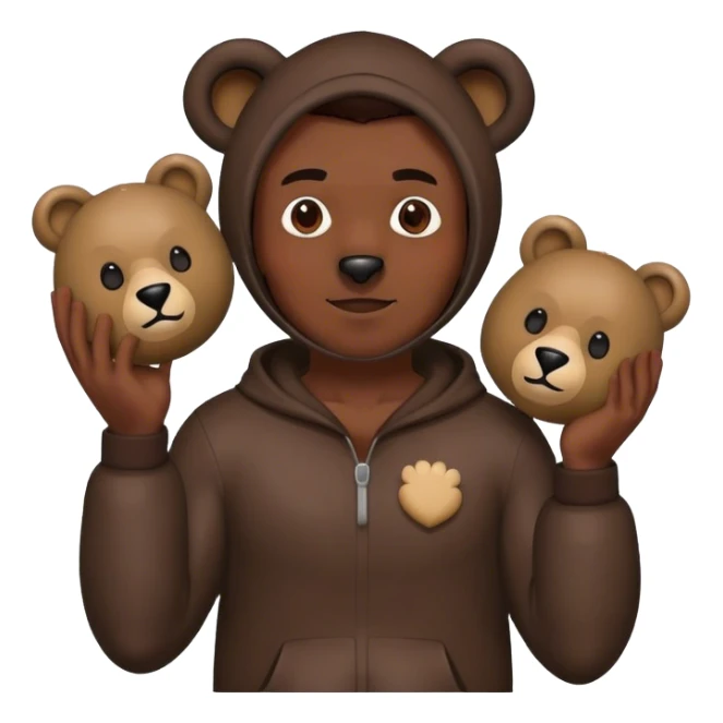black man wearing a bear costume holding the mask in his hands sticker