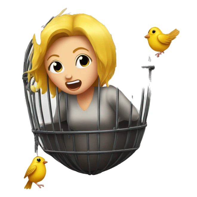 lady on wrecking ball breaking out of bird cage sticker