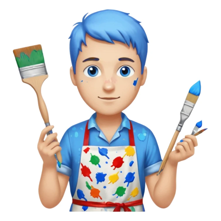 hold men blue eyes, apron painting scarf sticker