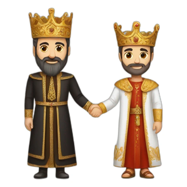 An Armenian king and an Iranian king holding hands sticker