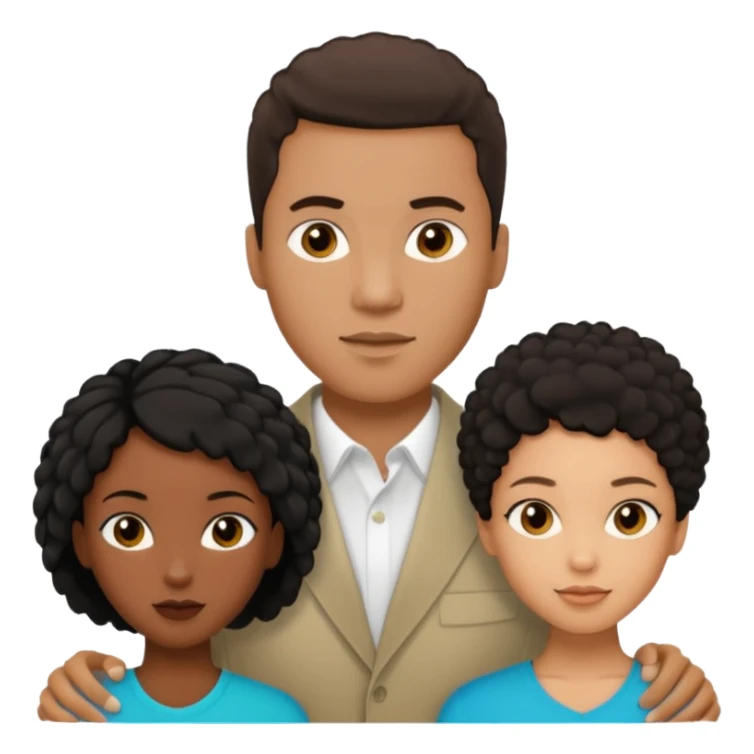 biracial half white half black American man with short brown hairwith two black african women both are African one is light skin black and one is medium tone black with african hair styles sticker